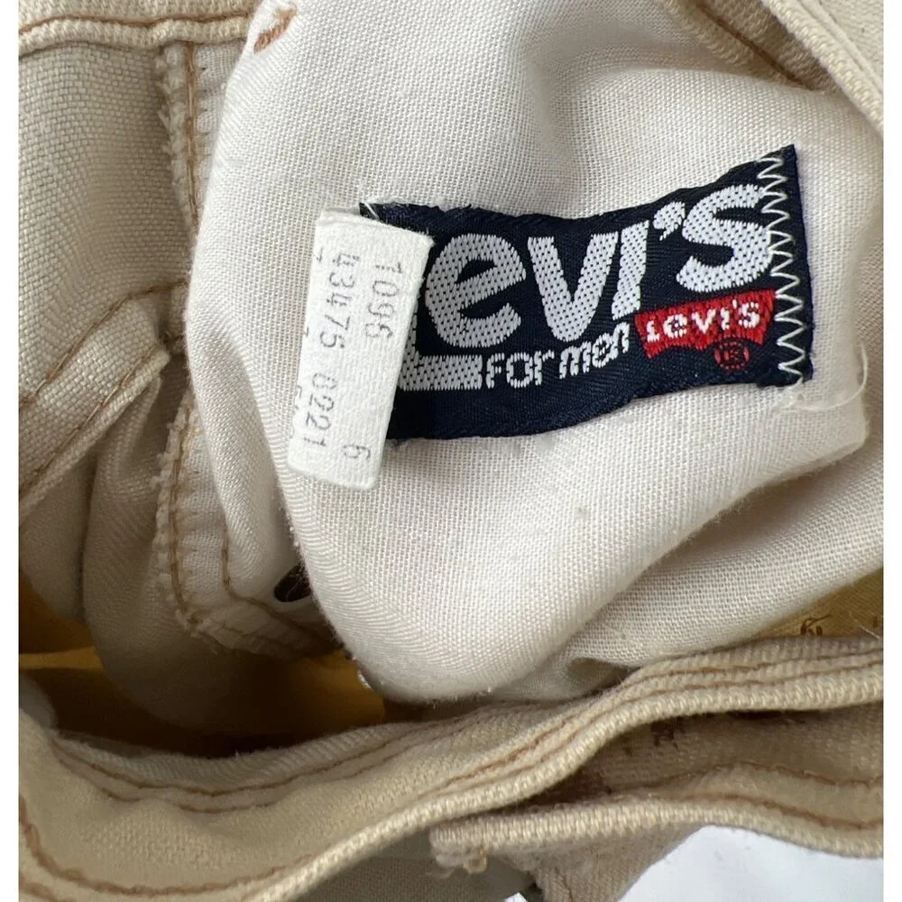 Vintage Levis Mens Beige Khaki Jeans Regular Fit Cotton Casual Wear